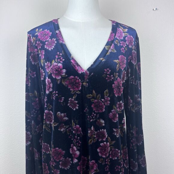 1 State Dress Womens Medium Mini Floral Velvet Velour Holiday Soft Whimsigoth - Picture 3 of 11